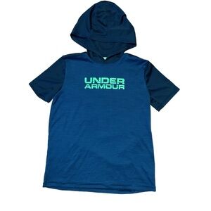 UNDER ARMOUR blue green short sleeve hoodie dryfit